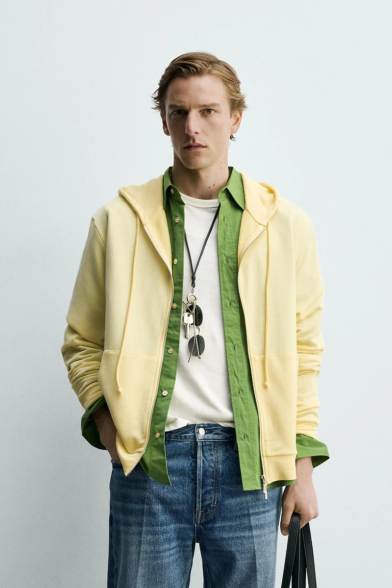 LYOCELL-COTTON ZIP-UP HOODIE