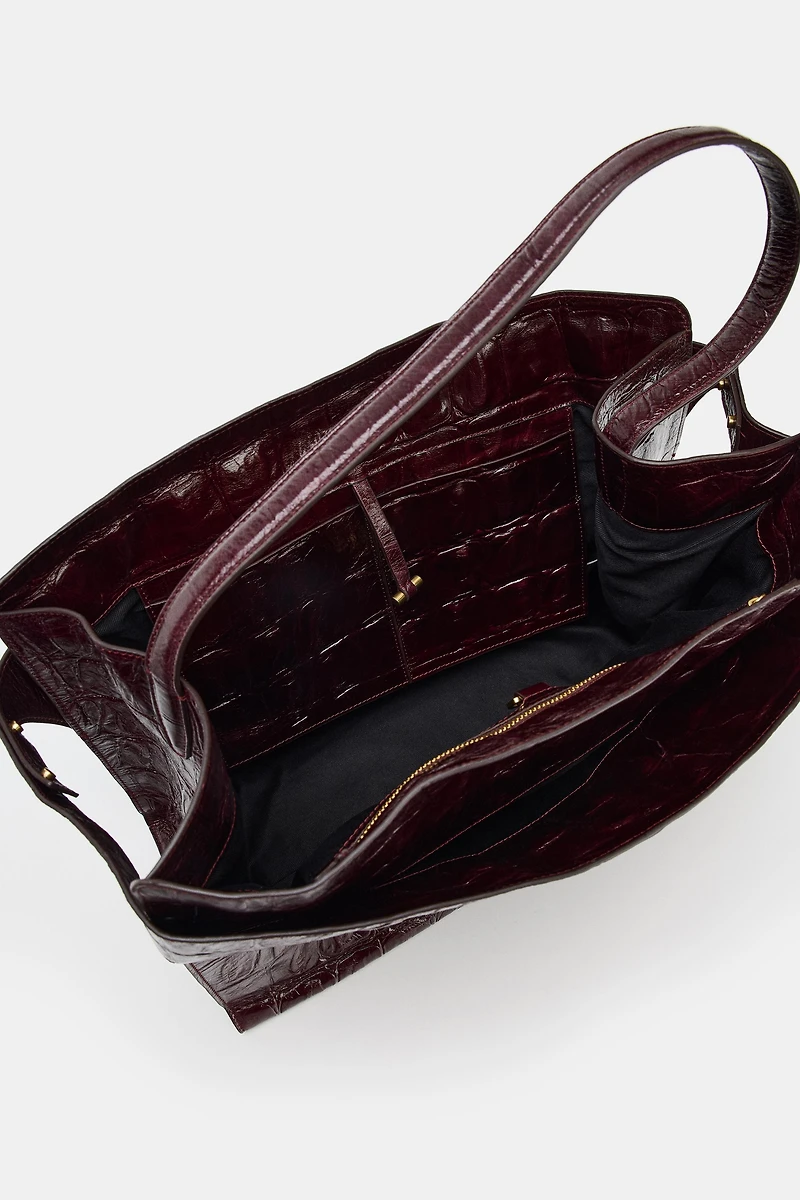 MAXI CITY BAG WITH EMBOSSED LEATHER EFFECT