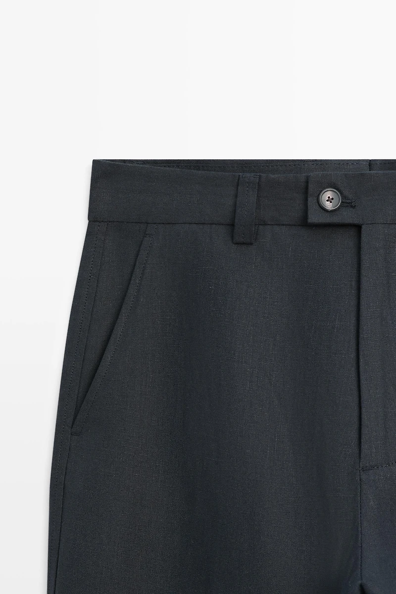 Straight-leg linen pants