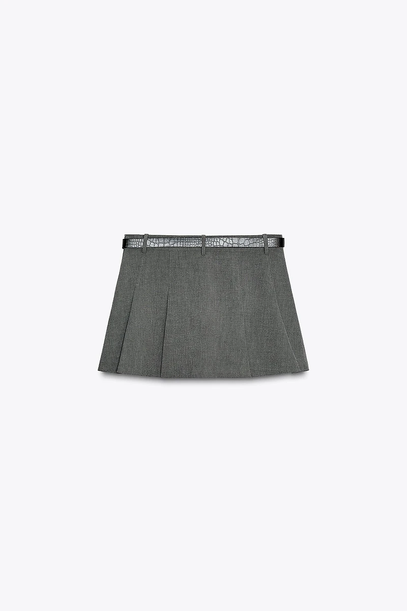 PLEATED BELTED SKORT