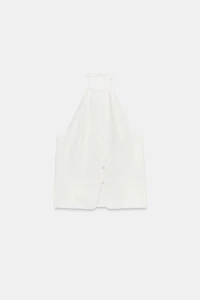 TOP À ENCOLURE AMÉRICAINE ET BOUTONS