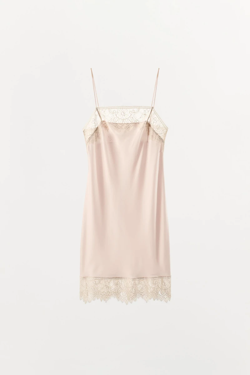 SATIN LACE SLIP DRESS
