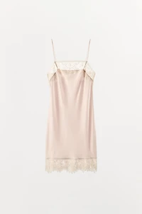 SATIN LACE SLIP DRESS