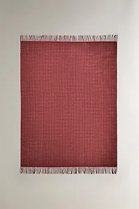 CHECK BLANKET WITH FRINGING