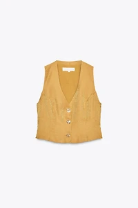 GOLD BUTTON SATIN EFFECT TOP