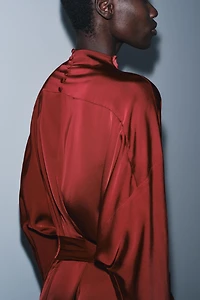 SATIN EFFECT TIED DRESS ZW COLLECTION