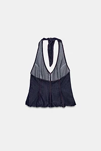 TOP Z1975 HALTER DENIM BALLON
