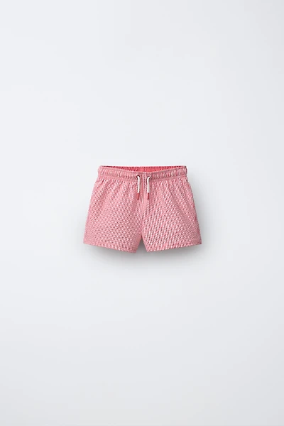 1-6 YEARS/ STRIPED SEERSUCKER SWIM SHORTS