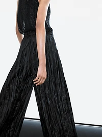 Creased pleated-effect wide-leg trousers