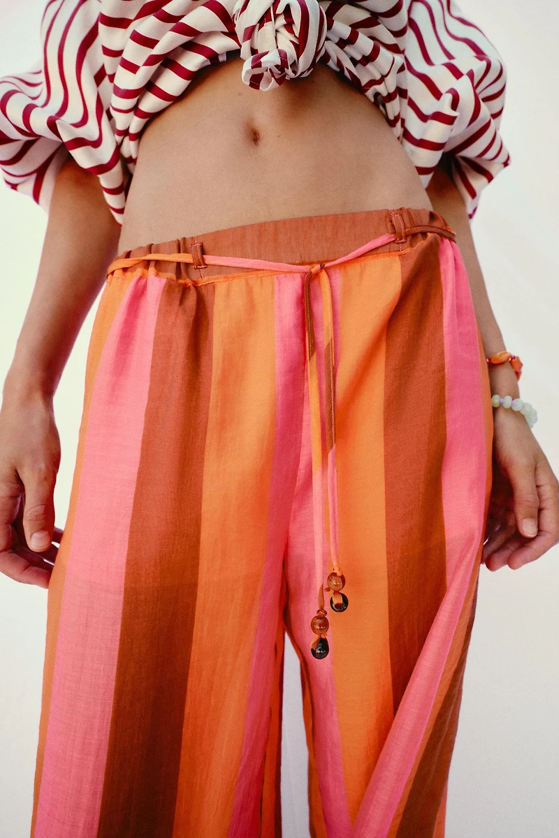 PANTALON LARGE À RAYURES