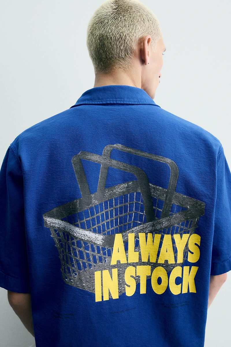 RELAXED FIT BASKET PRINT SHIRT