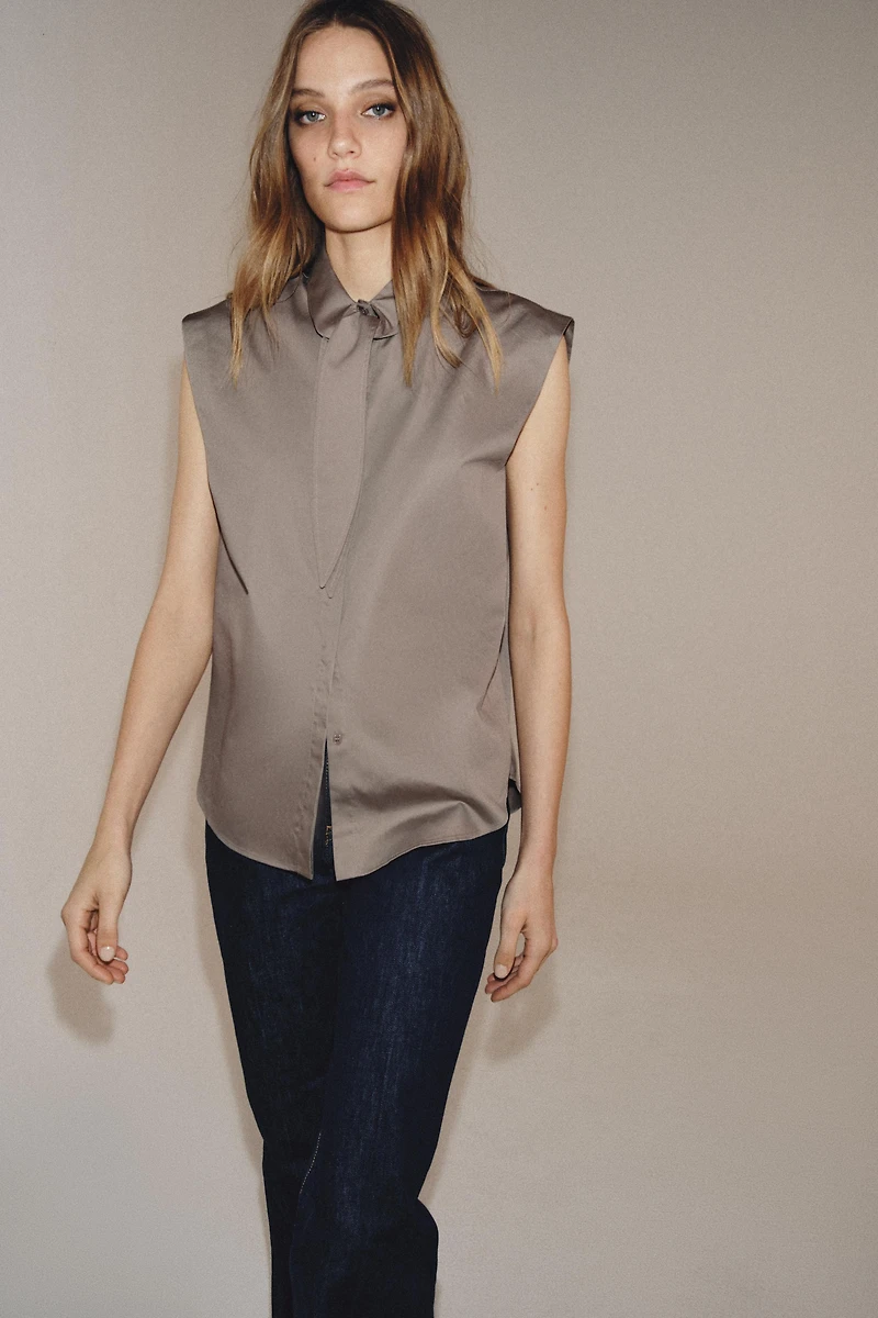 ZW COLLECTION LACED STRIPED SHIRT