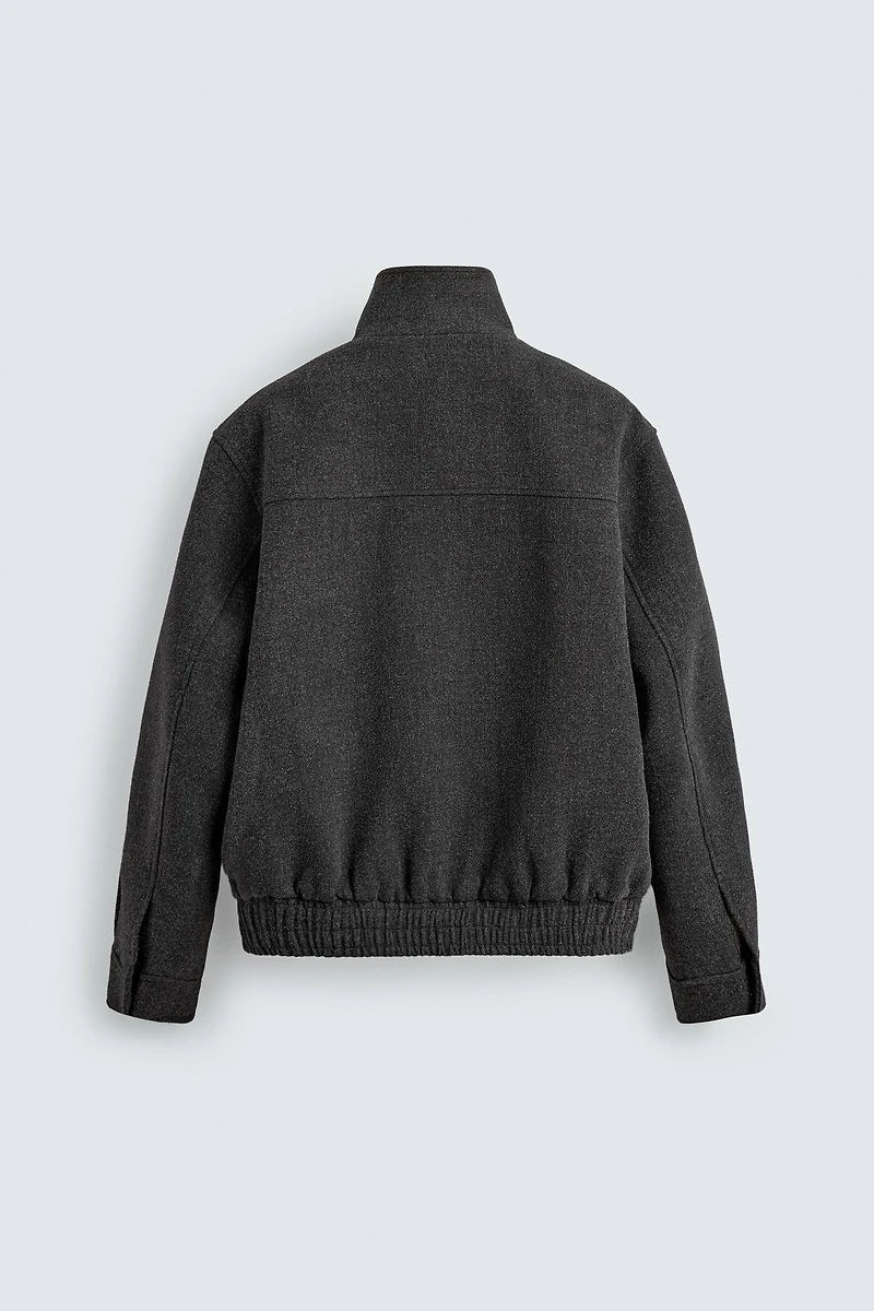 ZIPPERED WOOL EFFECT JACKET