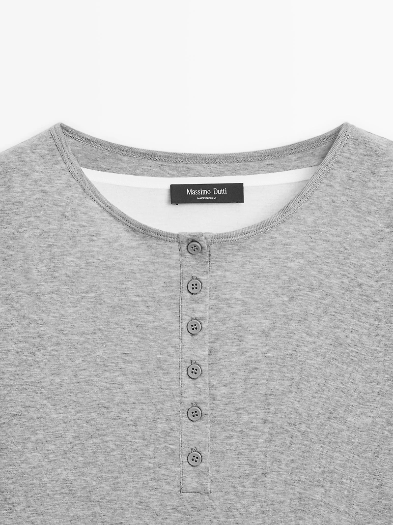 Layered T-shirt with button details