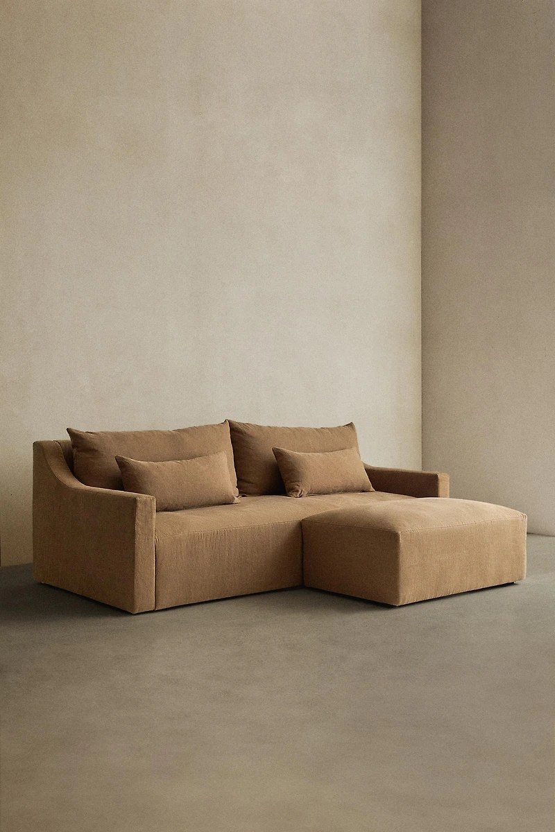 WASHED LINEN POUF