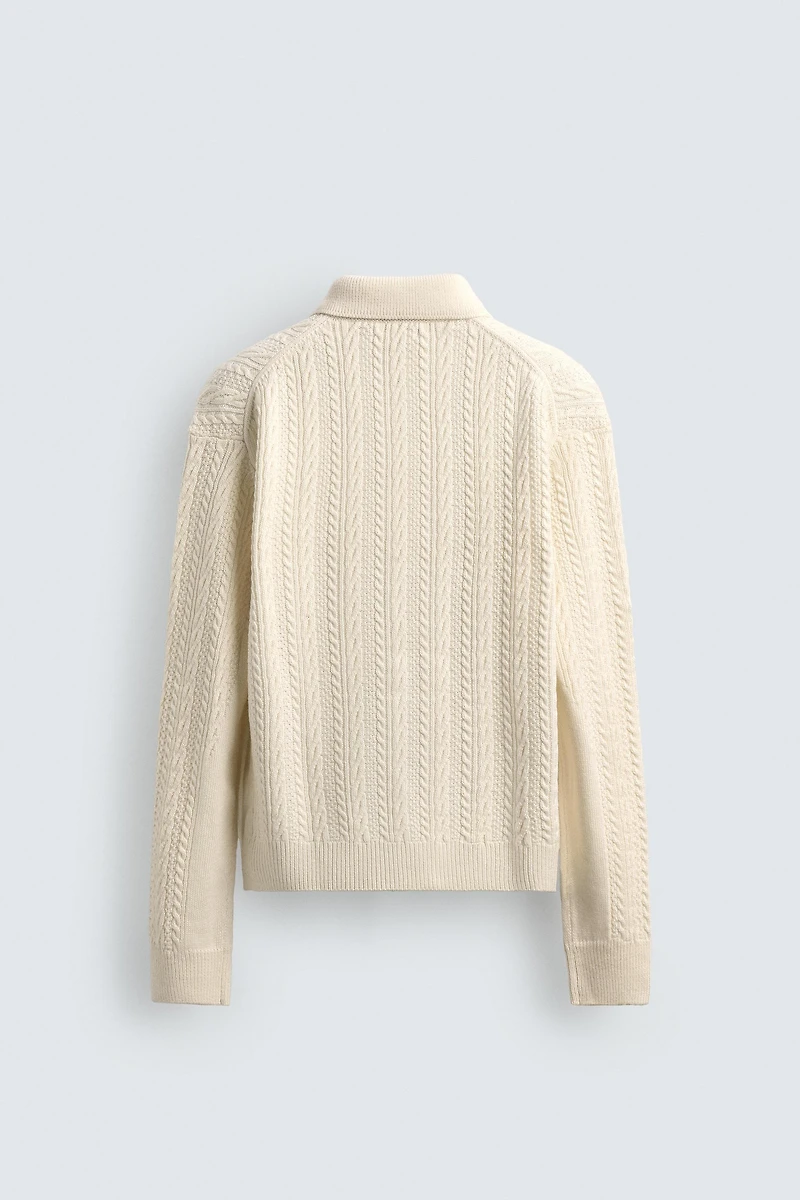 CABLE KNIT TEXTURED CARDIGAN