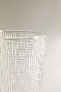 RAISED DESIGN GLASS TUMBLER
