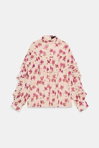 RUFFLED PRINT BLOUSE