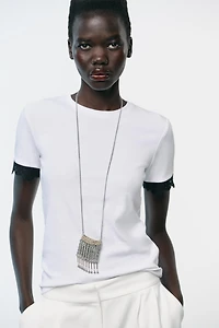 LACE SLEEVE T-SHIRT