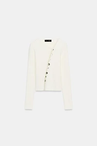 ASYMMETRIC CLOSURE KNIT CARDIGAN