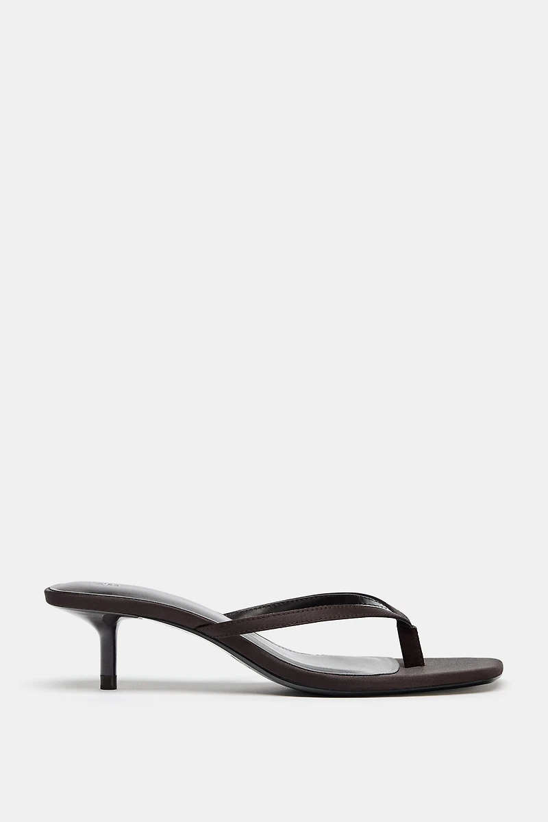 SATIN KITTEN HEEL SANDALS