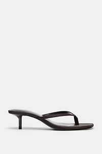 SATIN KITTEN HEEL SANDALS