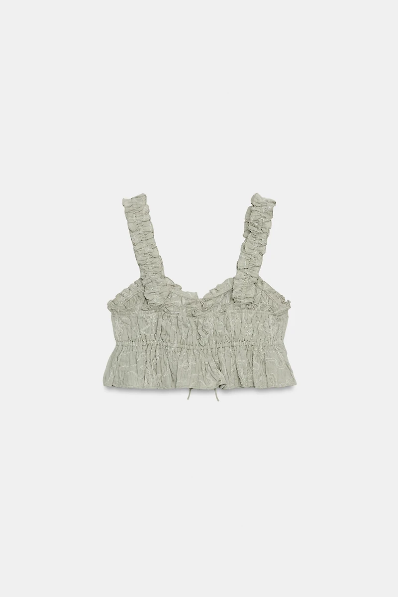 RUFFLED TEXTURED CROP TOP