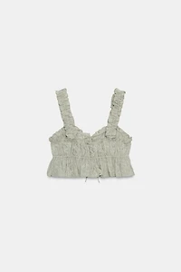 RUFFLED TEXTURED CROP TOP
