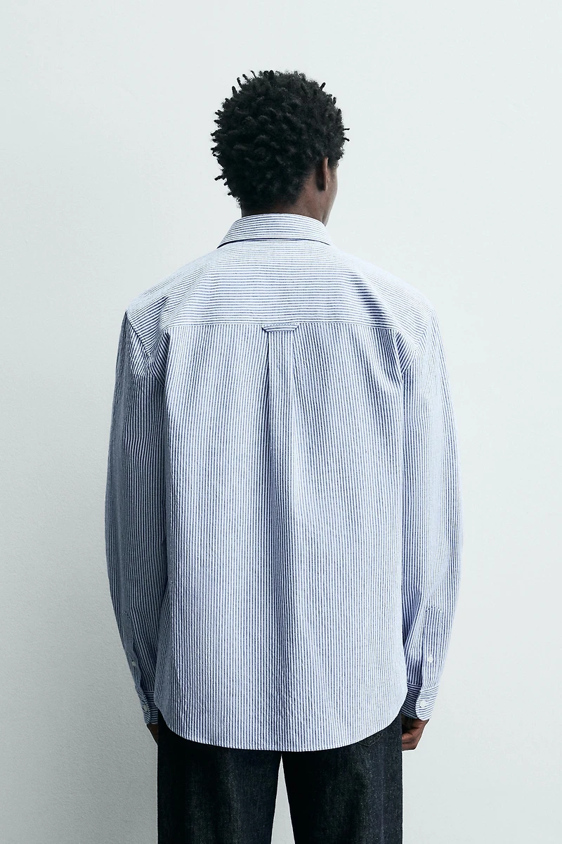 WRINKLED EFFECT STRIPED SHIRT