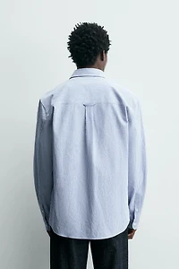 WRINKLED EFFECT STRIPED SHIRT