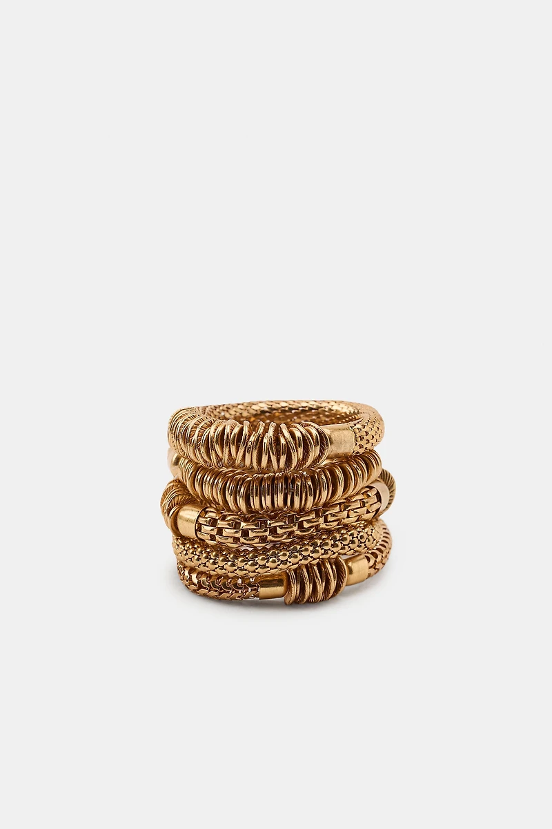 5-PACK OF ELASTIC METAL PIECE BRACELETS