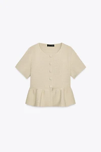 PEPLUM SHORT SLEEVE CARDIGAN