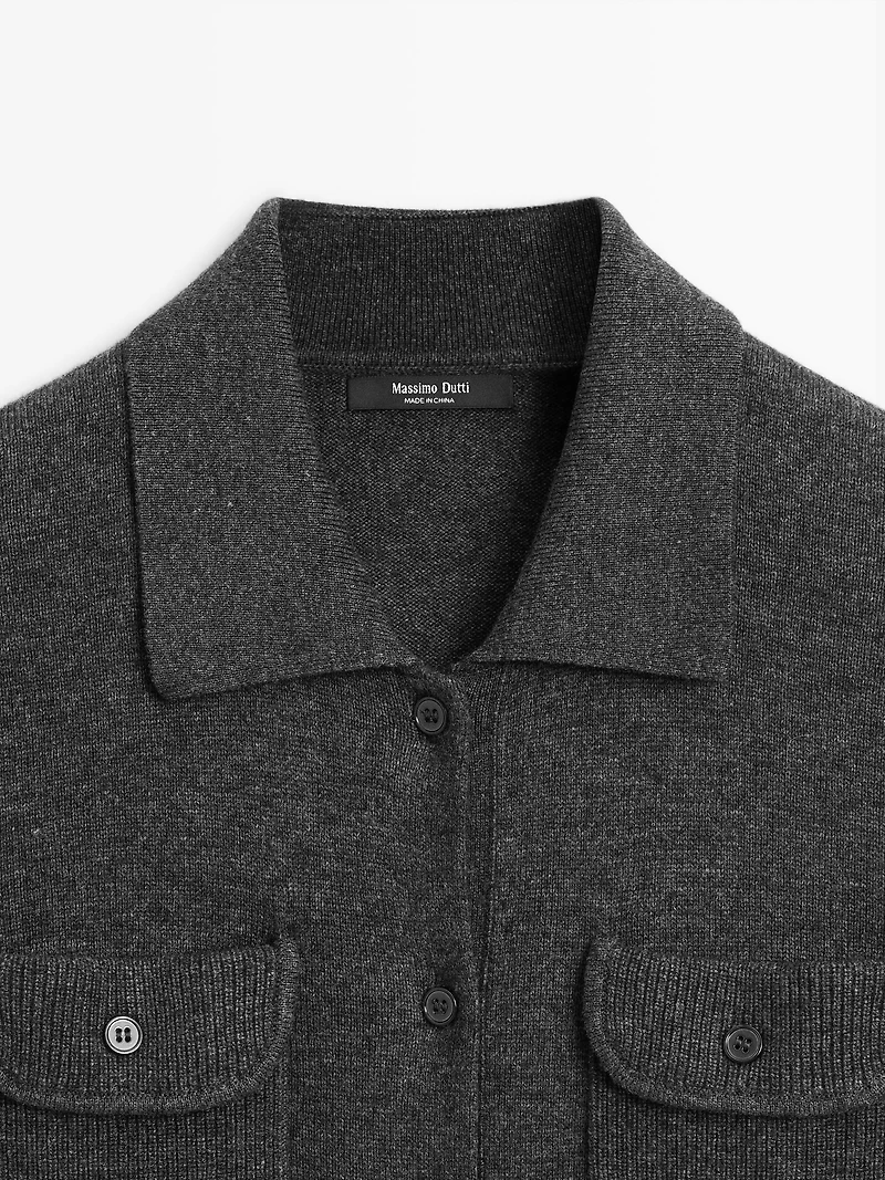 Cardigan avec poches en laine mélangée