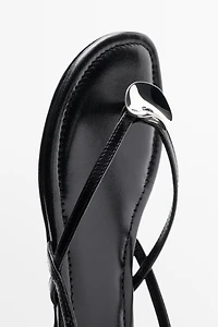 Flat slider sandals with gem detail