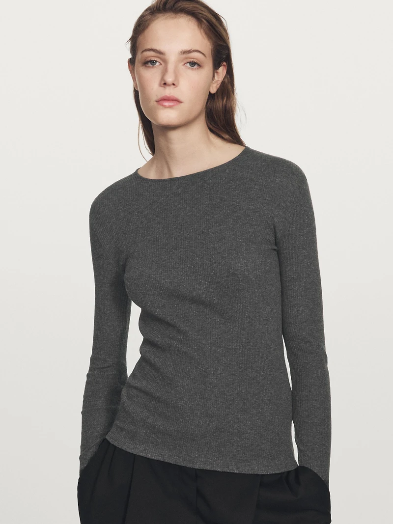 T-shirt manches longues côtelé