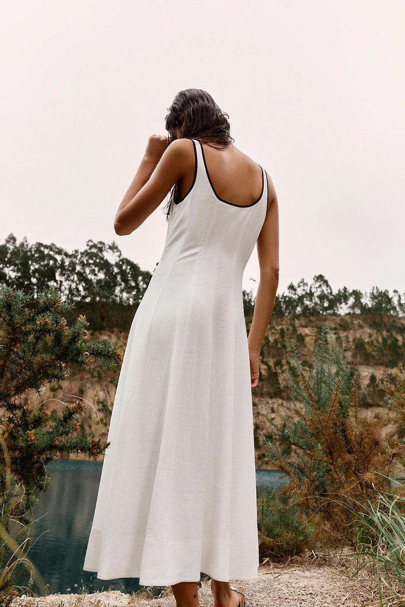 CONTRAST TRIM MIDI DRESS