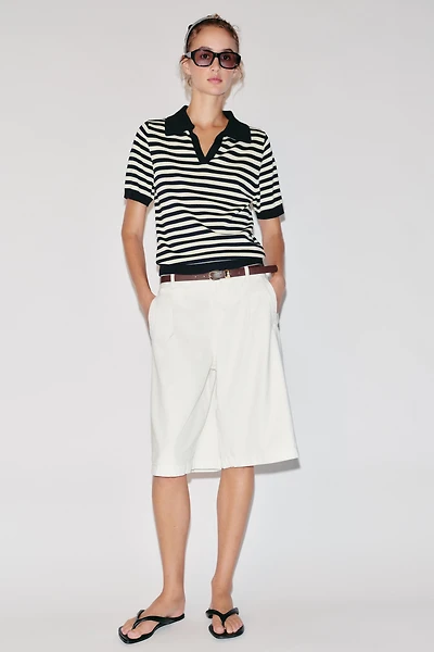 STRIPED SHORT SLEEVE KNIT POLO