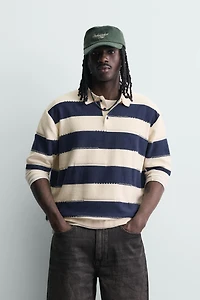 POLO EN MAILLE À RAYURES IRRÉGULIÈRES