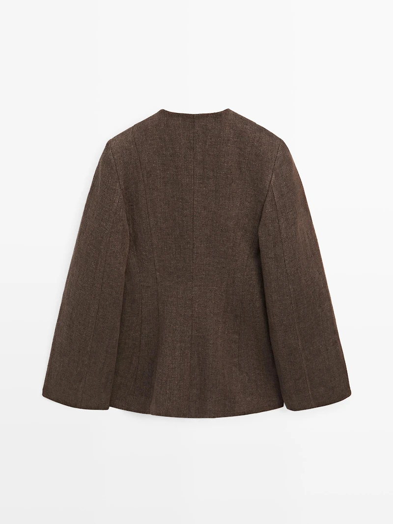 Veste sans revers 100% lin