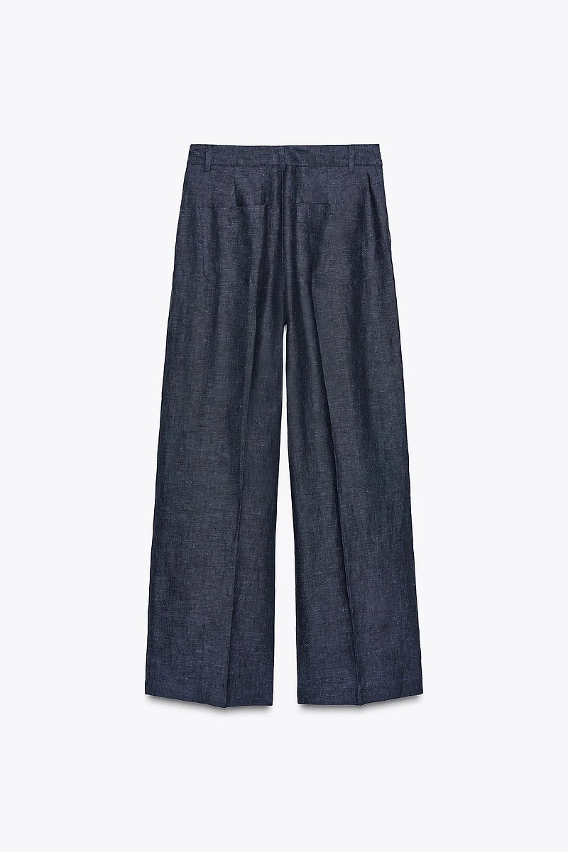 100% LINEN CROSS WAIST PANTS