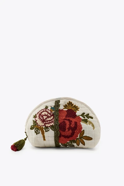 TROUSSE MATELASSÉE BRODERIES FLEURS