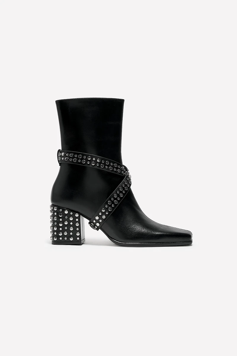 LEATHER STUDDED HEEL ANKLE BOOTS LUDOVIC DE SAINT SERNIN x ZARA