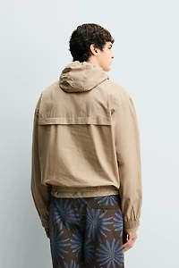 RELAXED FIT HOODED POUCH POCKET JACKET