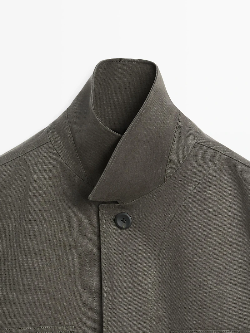 Linen overshirt with pocket details