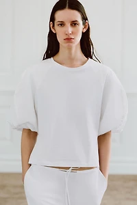 BALLOON SLEEVE COMBINATION T-SHIRT