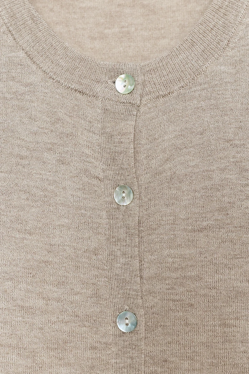 LONG SLEEVE WOOL BLEND CARDIGAN