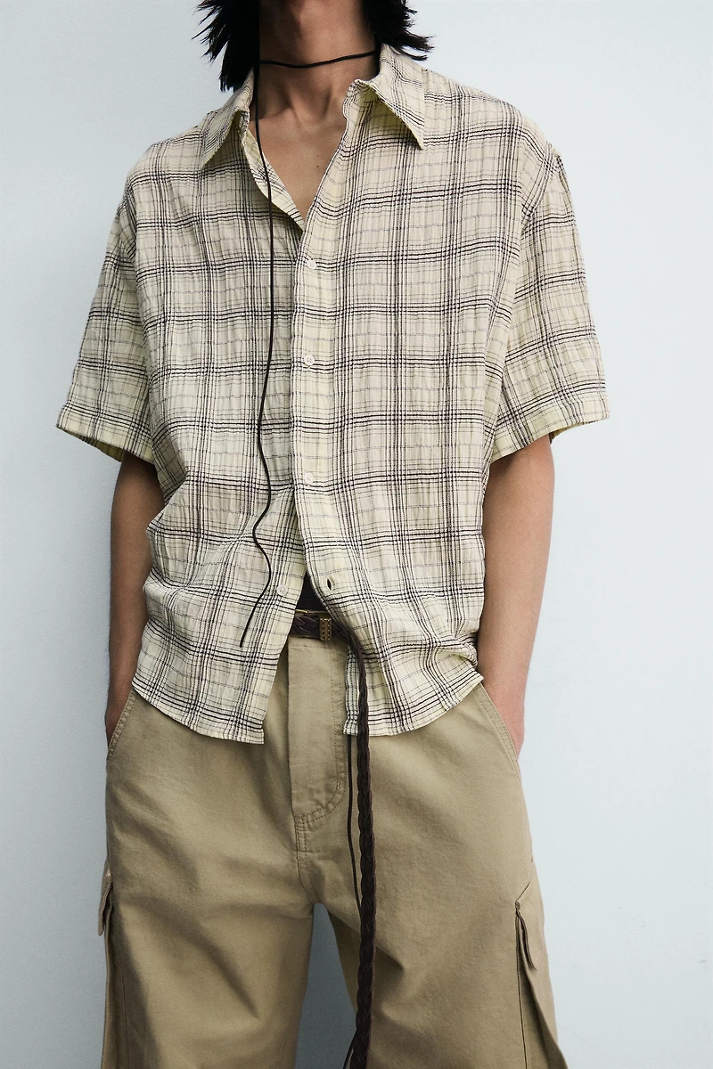 CHEMISE RELAXED FIT JACQUARD À CARREAUX