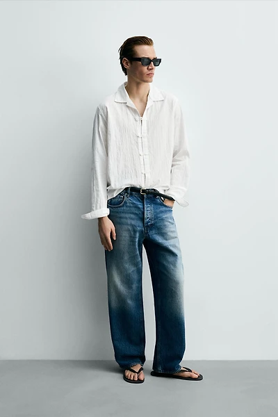 WRINKLED EFFECT RELAXED FIT SHIRT