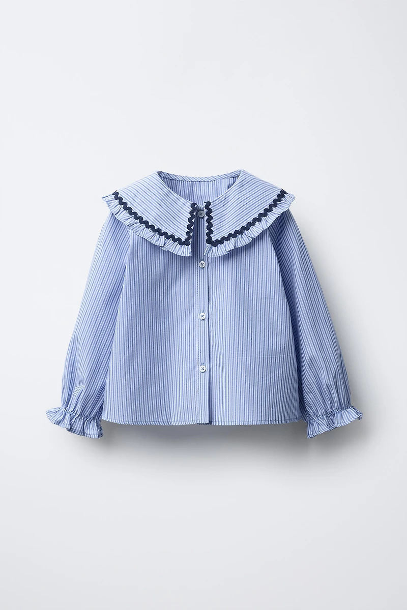 PETER PAN COLLAR SHIRT WITH RICKRACK TRIM