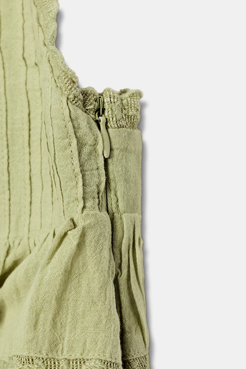 EMBROIDERED RUFFLED CHIFFON TOP